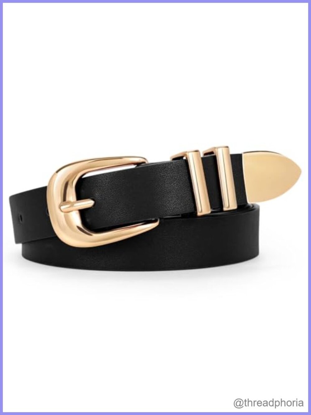 Women's PU Leather Waist Belt with Gold Buckle Western Fashion Belt for Pants